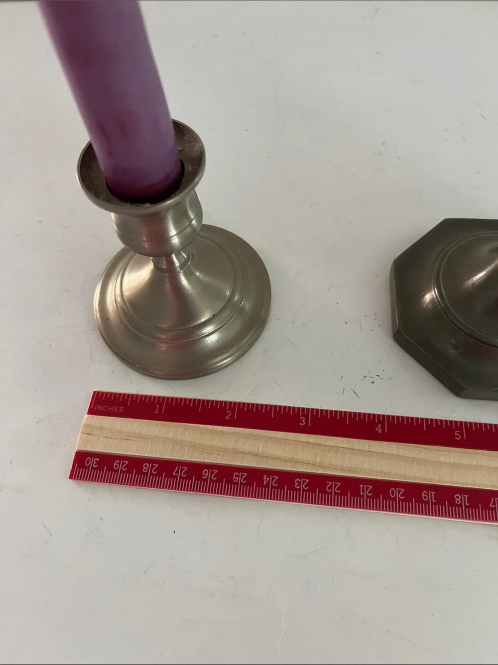 Unmatched set of 2 Pewter Candle Holders  Baldwin /Ethan Allen